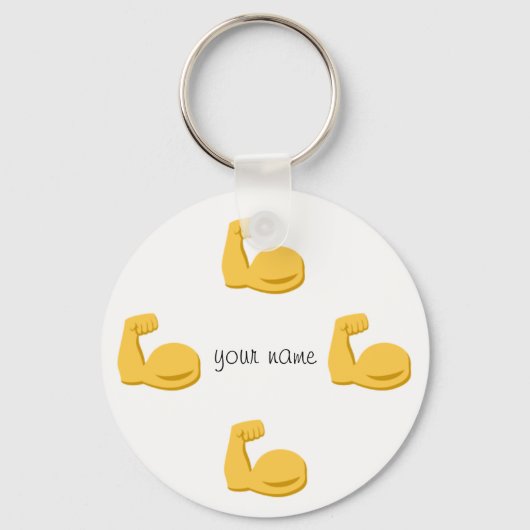 Big Emoji Bicep en '' Jouw naam here " Sleutelhanger (Voorkant)