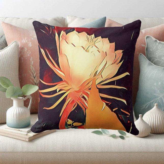 Big Exotic Color Bramha Lotus Floral Kussen (White Exotic Flower Bramha Lotus Floral Watercolor Throw Pillow)