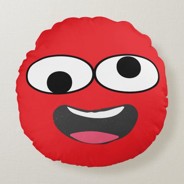 Big Expression - Cartoon gezicht Rond Kussen (Voorkant)