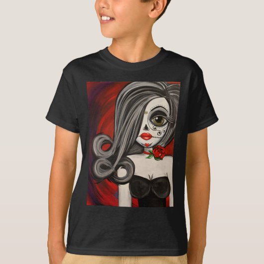 Big Eye Art Day of the Dead Sugar Skull T-shirt (Voorkant)