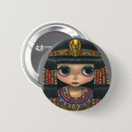 Big Eye Cleopatra Girl Doll Cute Ronde Button 5,7 Cm (Voorkant /achterkant)