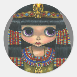Big Eye Cleopatra Girl Doll Cute Ronde Sticker