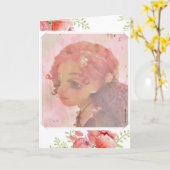 Big Eye Girl - Zielvolle Verjaardagskaart Kaart (Gele Bloem)