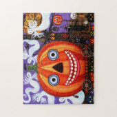 Big Eye Grinning Halloween Pumpkin Legpuzzel (Verticaal)