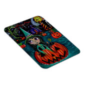Big Eye Halloween Witch Girl die in een pompoen ro Magneet (Rechterzijde)