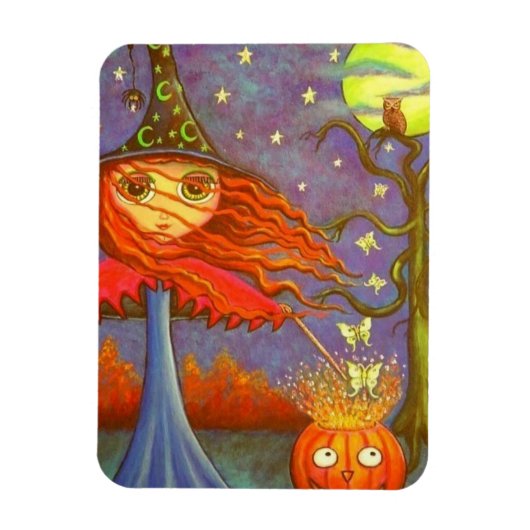Big Eye Halloween Witch Magic Pumpkin Luna Moths Magneet (Verticaal)