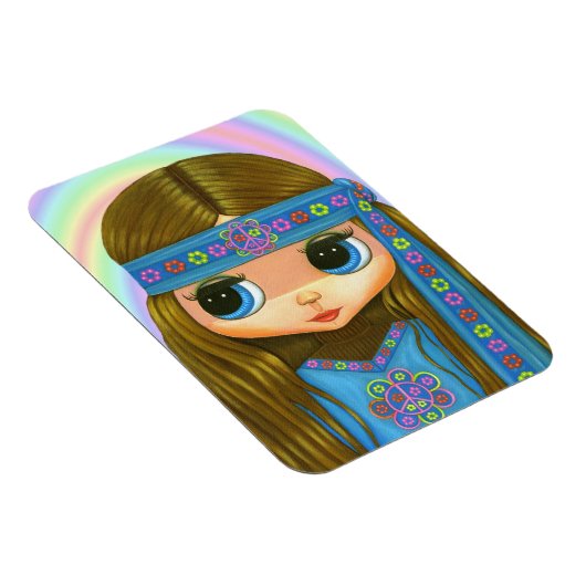 Big Eye Hippie Meisje Vredesbord Bloemkracht '60s Magneet (Rechterzijde)