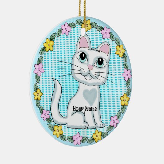 Big Eye Kitten Cat Keramisch Ornament (Rechts)