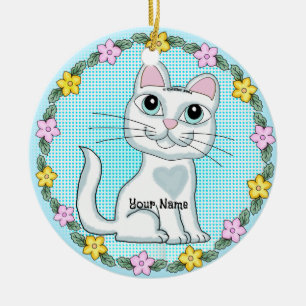 Big Eye Kitten Cat Keramisch Ornament