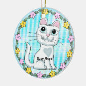 Big Eye Kitten Cat Keramisch Ornament (Links)