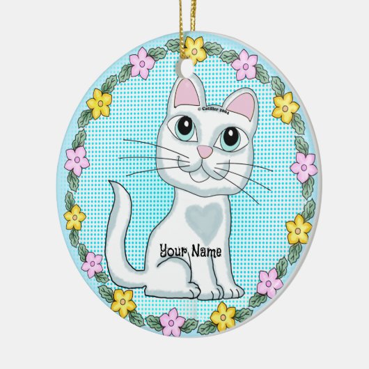 Big Eye Kitten Cat Keramisch Ornament (Links)