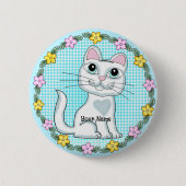Big Eye Kitten Cat Ronde Button 5,7 Cm (Voorkant)