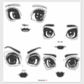 Big Eye Meisje Gezichten Originele Kunst Sticker (Vel)