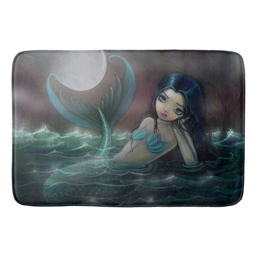 Big Eye Mermaid Cute Fantasy Art Illustratie Badmat (Voorkant)