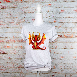 Big Eye Red Baby Draak met Horns Graphic T-shirt