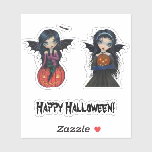 Big Eye Vampire Halloween Pompoen Molly Harrison Sticker (Vel)