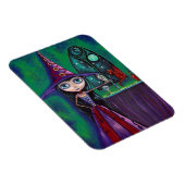 Big Eye Witch Girl met valk en dragon Cute Magneet (Rechterzijde)