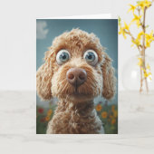 Big-Eyed Australian Labradoodle Kaart (Gele Bloem)