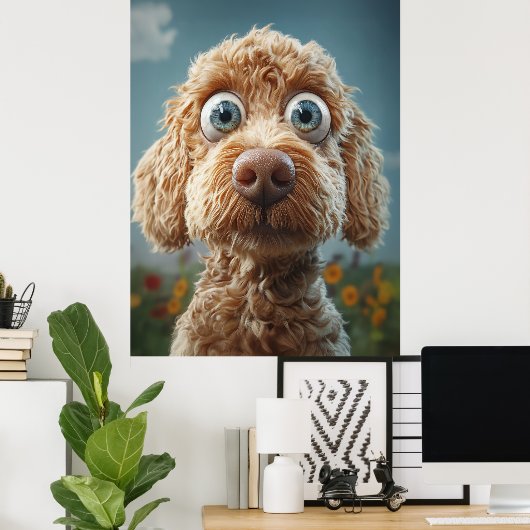 Big-Eyed Australian Labradoodle Poster (Thuiskantoor)
