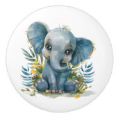 Big Eyed Baby Elephant Keramische Knop (Voorkant)