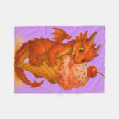 Big Eyed baby Fire Dragon Ice Cream Fantasy Art Fleece Deken (Voorkant (Horizontaal))