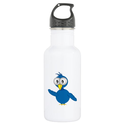 Big Eyed Blue Cartoon Bird Waterfles (Voorkant)