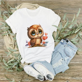 Big Eyed Blue Eyed Owl on Branch Graphic T-shirt