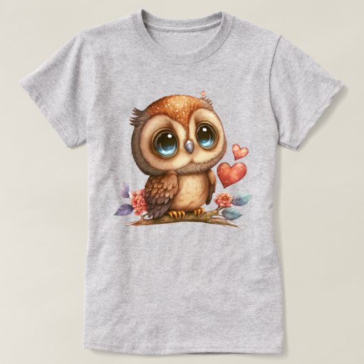 Big Eyed Blue Eyed Owl on Branch Graphic T-shirt (Design voorkant)