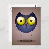 Big Eyed Blue Owl Briefkaart (Voorkant / Achterkant)