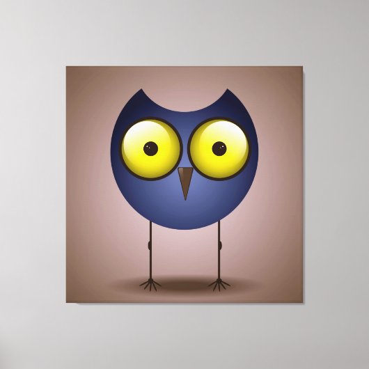 Big Eyed Blue Owl Canvas Afdruk (Voorkant)