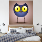 Big Eyed Blue Owl Canvas Afdruk (Insitu (Slaapkamer))