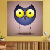 Big Eyed Blue Owl Canvas Afdruk (Insitu (Woonkamer))