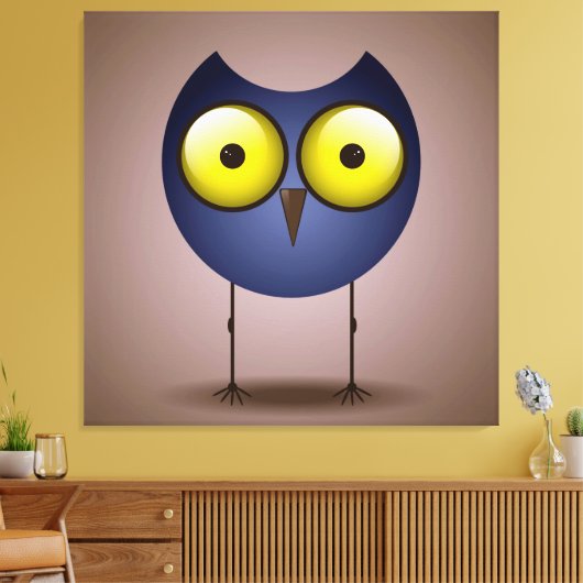 Big Eyed Blue Owl Canvas Afdruk (Insitu (Woonkamer))