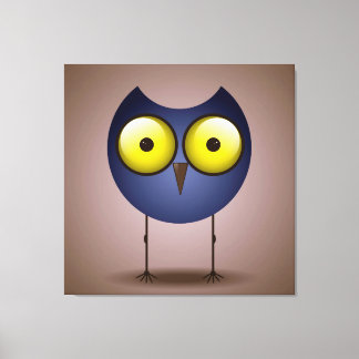 Big Eyed Blue Owl Canvas Afdruk