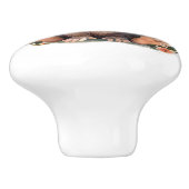 Big Eyed Brown Monkey in Oerwoud Bladeren Keramische Knop (Zijkant)