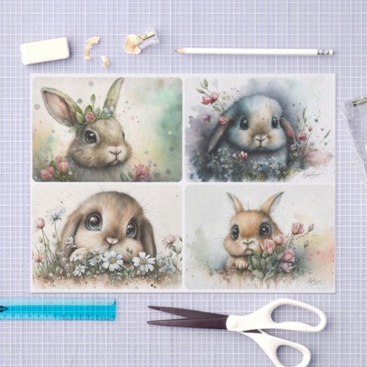 Big Eyed Bunnies Tissuepapier (Craft)