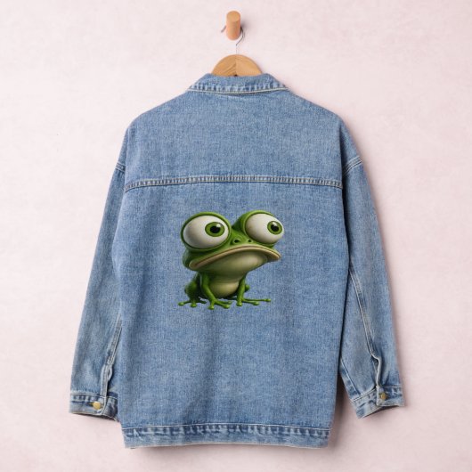 Big-Eyed Cartoon Frog Denim Jacket (Hangar)