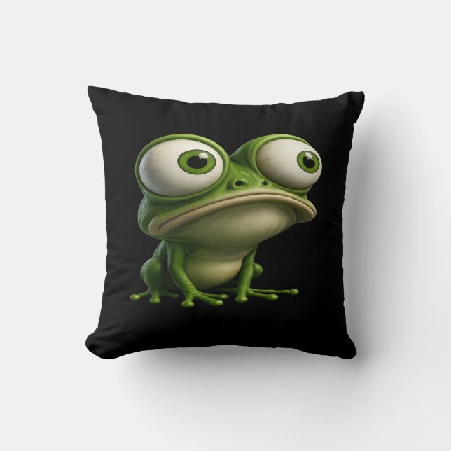 Big-Eyed Cartoon Frog Kussen (Voorkant)