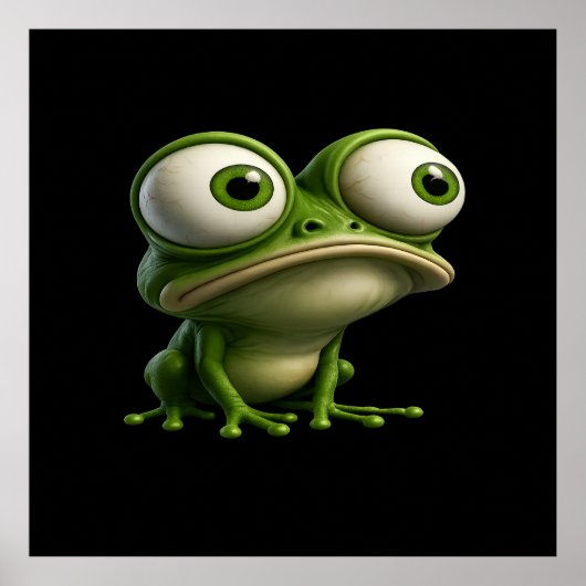 Big-Eyed Cartoon Frog Poster (Voorkant)