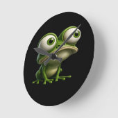 Big-Eyed Cartoon Frog Ronde Klok (Hoek)