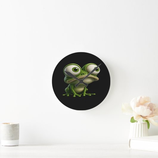 Big-Eyed Cartoon Frog Ronde Klok (Huis)