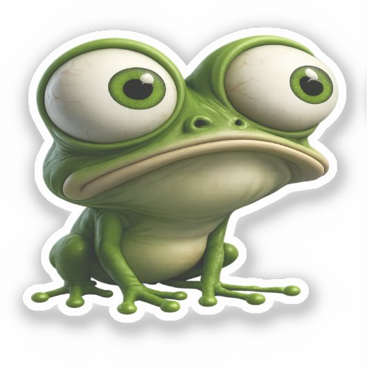 Big-Eyed Cartoon Frog Sticker (Voorkant)