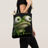 Big-Eyed Cartoon Frog Tote Bag (Dichtbij)