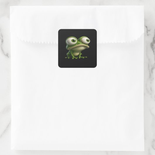 Big-Eyed Cartoon Frog Vierkante Sticker (Tas)
