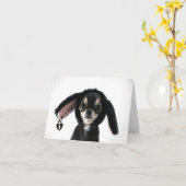 Big Eyed Chihuahua met Bunny Ears Kaart (Gele Bloem)