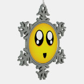 Big eyed Emoji Tin Sneeuwvlok Ornament (Links)