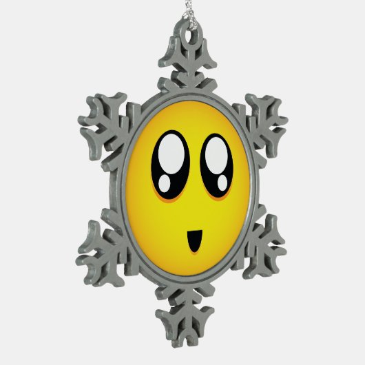 Big eyed Emoji Tin Sneeuwvlok Ornament (Links)