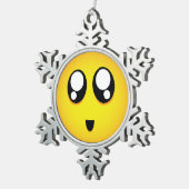 Big eyed Emoji Tin Sneeuwvlok Ornament (Rechts)
