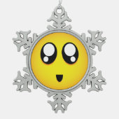 Big eyed Emoji Tin Sneeuwvlok Ornament (Voorkant)