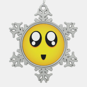 Big eyed Emoji Tin Sneeuwvlok Ornament